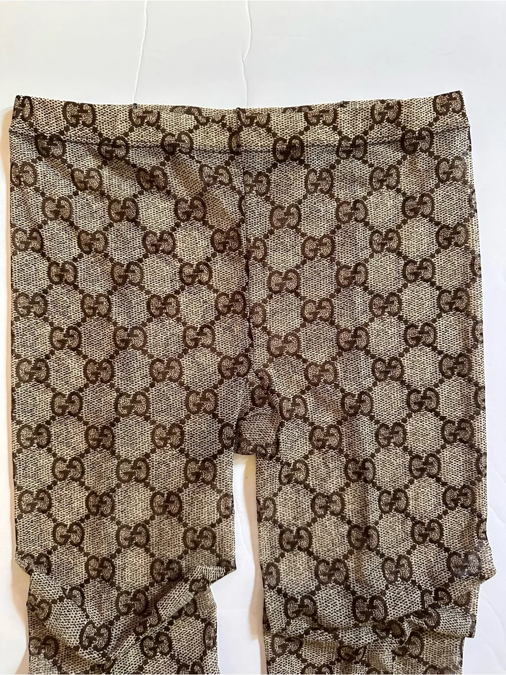 Gucci Brown GG Pattern Logo Print Tights hoisery NEW size small